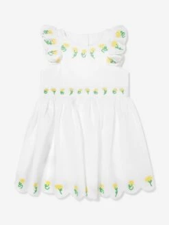 Baby Girls Flower Dress In White