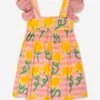Girls Striped Flower Dress In Multicolour -Monna Clothing Shop STES4072 MULTICOLOR MULTICOLO 1