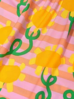 Girls Striped Flower Dress In Multicolour -Monna Clothing Shop STES4072 MULTICOLOR MULTICOLO 3