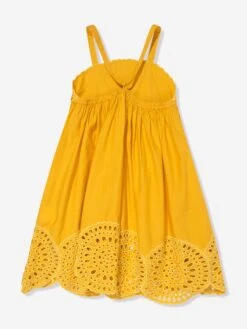 Girls Crocheted Dress In Yellow -Monna Clothing Shop STES4075 GIALLO 2