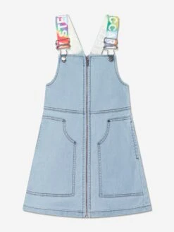 Girls Denim Pinafore Dress In Blue -Monna Clothing Shop STES4079 BLUE 1