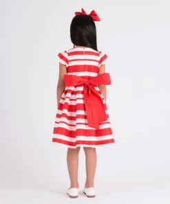 Girls Striped Classic Dress In Red -Monna Clothing Shop Screenshot2023 12 29at12.59.21