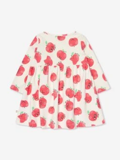 Girls Apple Pockets Dress In Ivory -Monna Clothing Shop TBMA3004 APPLES 2