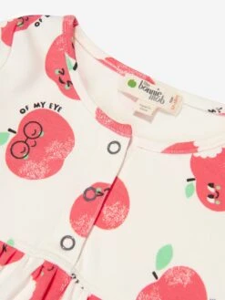 Girls Apple Pockets Dress In Ivory -Monna Clothing Shop TBMA3004 APPLES 3