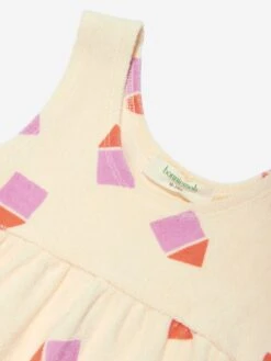 Girls Silky Terry Beach Hut Sun Dress InIvory -Monna Clothing Shop TBMS4045 PINK BEACH HUT 3