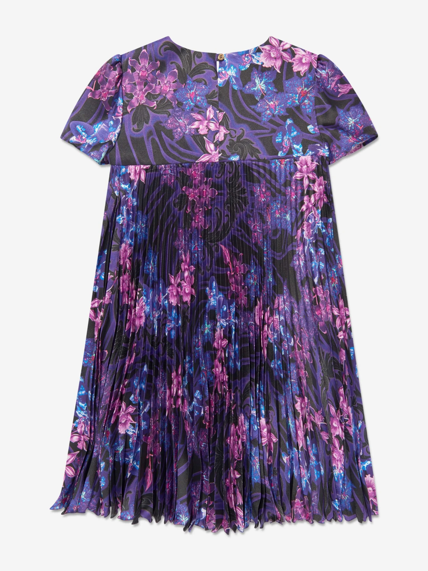 Versace Girls Flower Pleated Dress In Black 4 Versace Girls Flower Pleated Dress In Black - Image 2