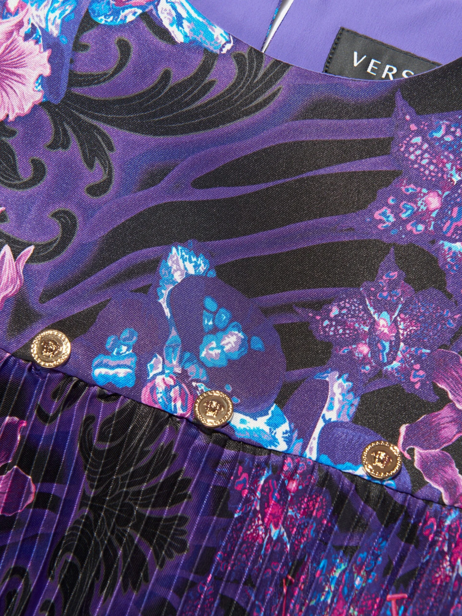 Versace Girls Flower Pleated Dress In Black 5 Versace Girls Flower Pleated Dress In Black - Image 3