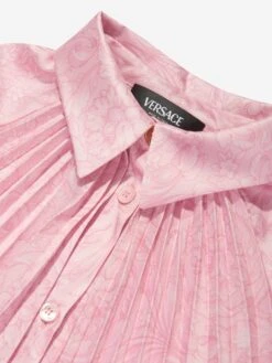 Versace Girls Barocco Shirt Dress In Pink 8 Versace Girls Barocco Shirt Dress In Pink -Monna Clothing Shop VERS4064 PALE PINK 3