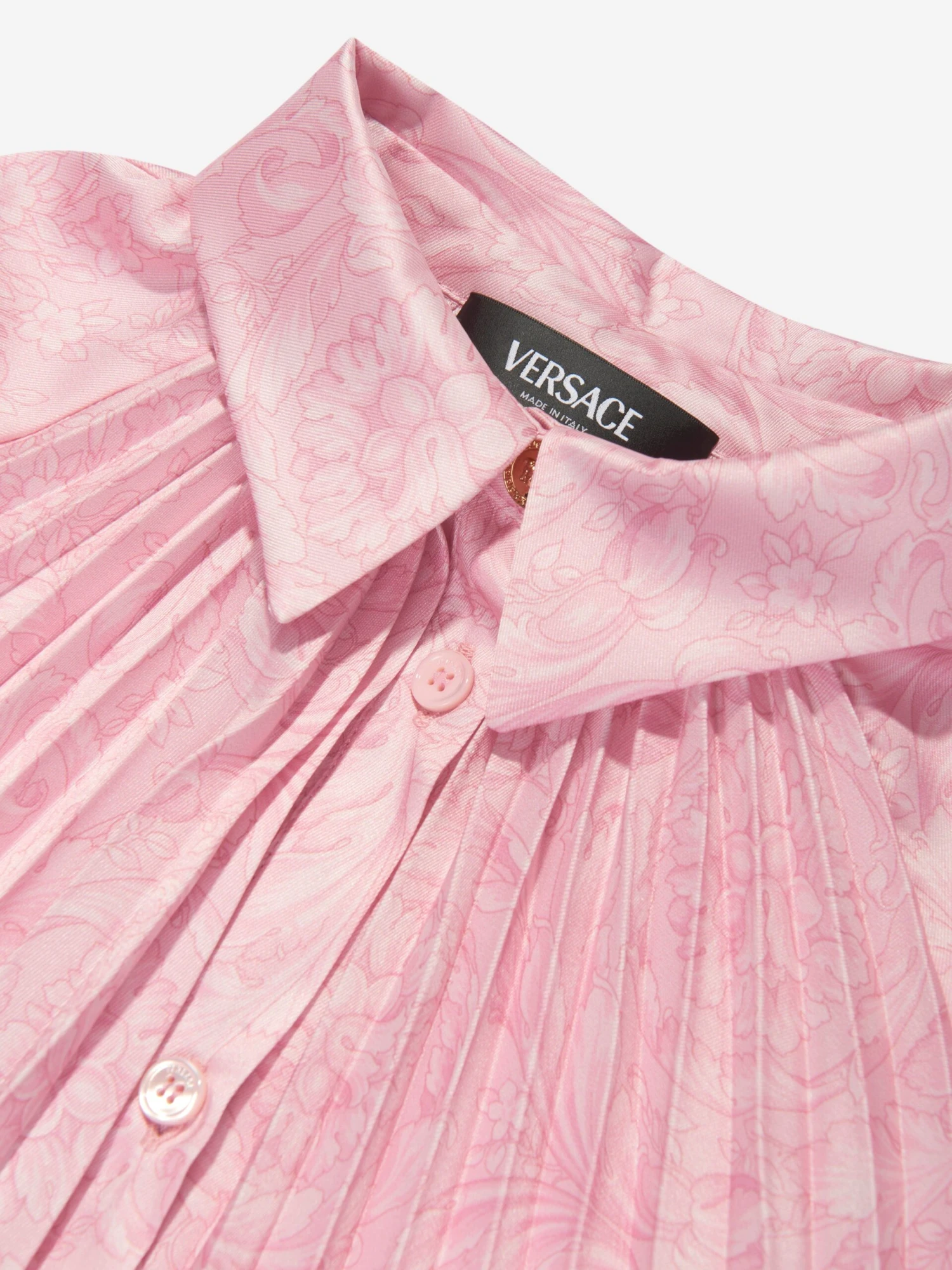 Versace Girls Barocco Shirt Dress In Pink 5 Versace Girls Barocco Shirt Dress In Pink - Image 3