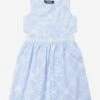 Versace Girls Rope Logo Print Dress In Blue -Monna Clothing Shop VERS4093 WHITE LIGHT BLUE 1