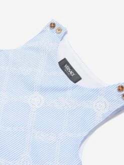 Versace Girls Rope Logo Print Dress In Blue -Monna Clothing Shop VERS4093 WHITE LIGHT BLUE 3