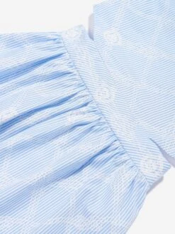 Versace Girls Rope Logo Print Dress In Blue -Monna Clothing Shop VERS4093 WHITE LIGHT BLUE 4