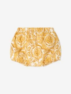Versace Baby Girls Barocco Dress Wirth Knickers In Gold -Monna Clothing Shop VERS4104 WHITE GOLD 4