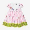 Versace Baby Girls Damier Flower Dress In White -Monna Clothing Shop VERS4109 WHITE MULTICOLOR 1