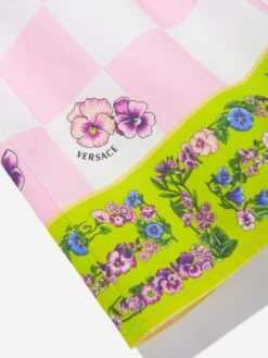 Versace Baby Girls Damier Flower Dress In White -Monna Clothing Shop VERS4109 WHITE MULTICOLOR 3