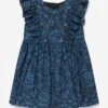 Versace Baby Girls Barocco Print Dress In Navy -Monna Clothing Shop VERS4158 NAVY BLUE 1