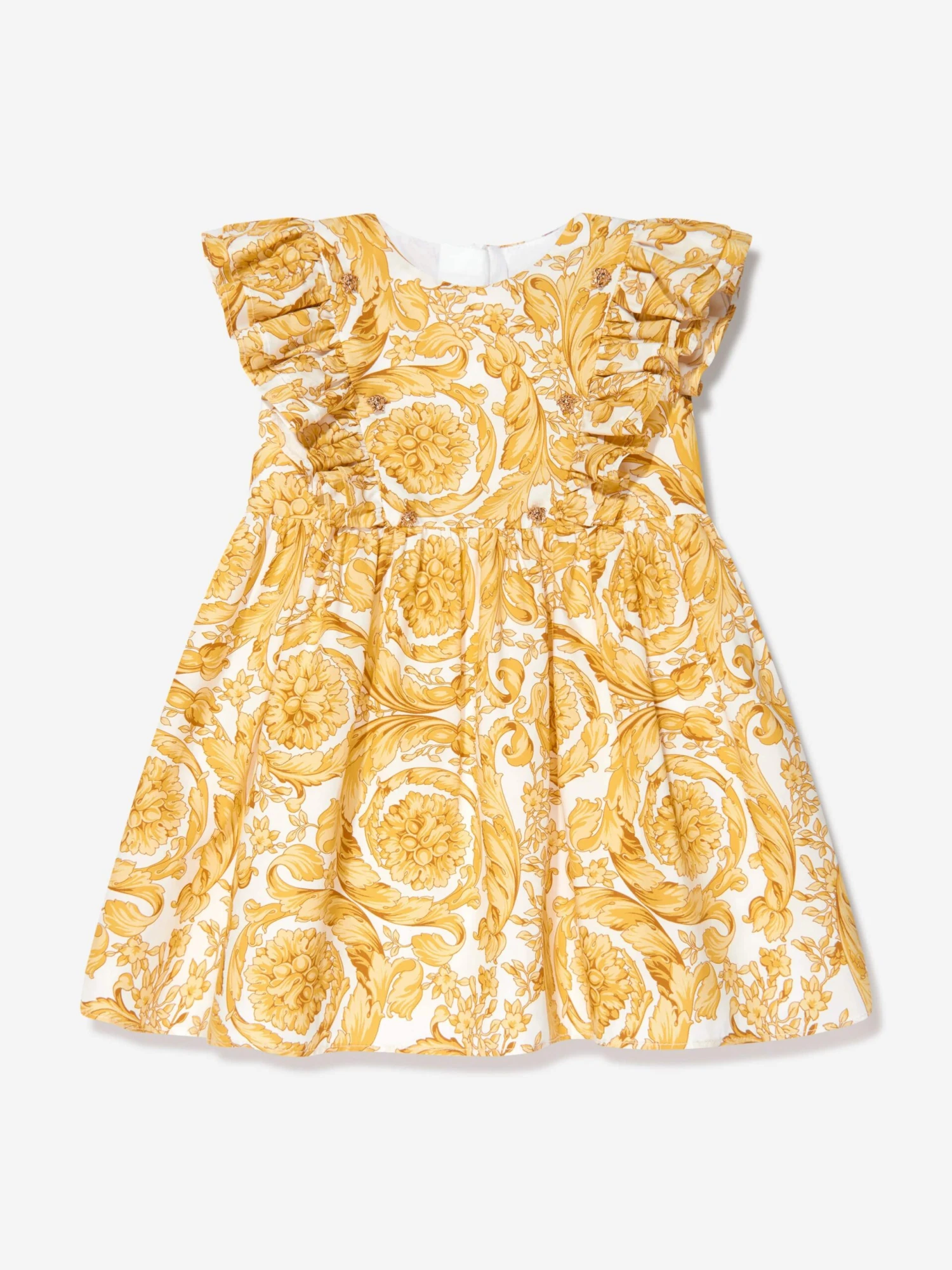 Versace Baby Girls Barocco Print Dress In Gold 3 Versace Baby Girls Barocco Print Dress In Gold