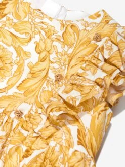 Versace Baby Girls Barocco Print Dress In Gold 8 Versace Baby Girls Barocco Print Dress In Gold -Monna Clothing Shop VERS4159 WHITE GOLD 3