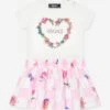 Versace Baby Girls Heart Logo Jersey Dress In White -Monna Clothing Shop VERS4160 WHITE MULTICOLOR 1