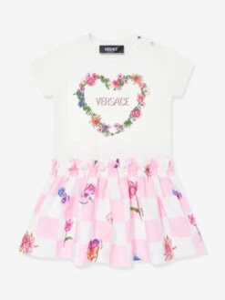 Versace Baby Girls Heart Logo Jersey Dress In White