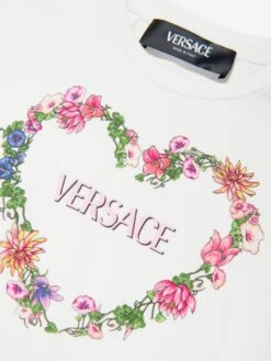 Versace Baby Girls Heart Logo Jersey Dress In White -Monna Clothing Shop VERS4160 WHITE MULTICOLOR 3