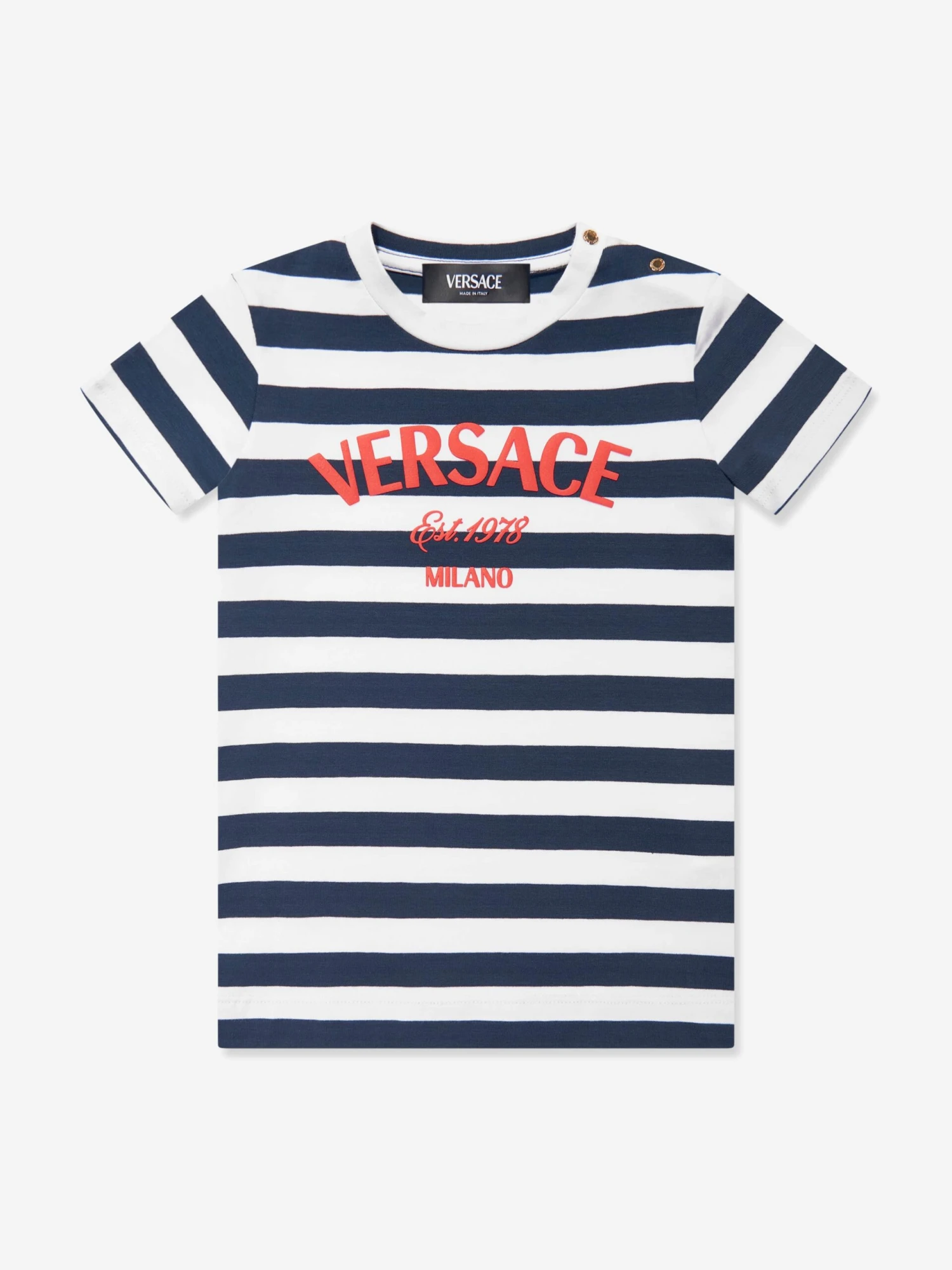 Versace Baby Girls Nautical Striped Dress In Navy 3 Versace Baby Girls Nautical Striped Dress In Navy