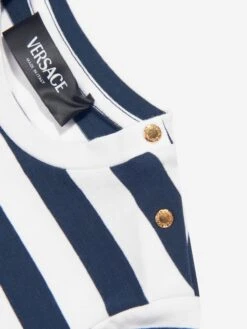 Versace Baby Girls Nautical Striped Dress In Navy 9 Versace Baby Girls Nautical Striped Dress In Navy -Monna Clothing Shop VERS4161 NAVY WHITE RED 4