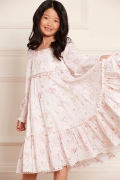 Needle & Thread Girls Vintage Ditsy Cotton Ruffle Dress In White -Monna Clothing Shop VINTAGEDITSYCOTTONRUFFLEKIDSDRESS KIDS MOONSHINE NEEDLE THREAD 1