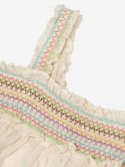 Zimmermann Girls Junie Shirred Dress In Ivory -Monna Clothing Shop ZIMS4019 CREAM MULTI 3