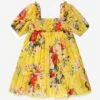 Zimmermann Girls Alight Puff Sleeve Dress In Yellow