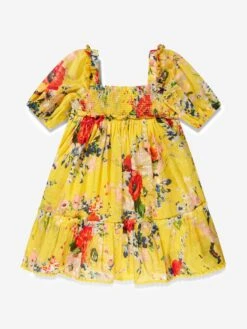 Zimmermann Girls Alight Puff Sleeve Dress In Yellow