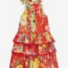 Zimmermann Girls Alight Tiered Halter Dress In Red -Monna Clothing Shop ZIMS4035 RED FLORAL 1