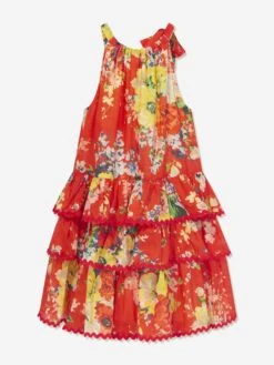 Zimmermann Girls Alight Tiered Halter Dress In Red -Monna Clothing Shop ZIMS4035 RED FLORAL 2