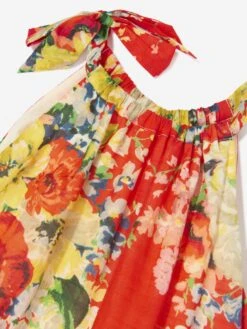 Zimmermann Girls Alight Tiered Halter Dress In Red -Monna Clothing Shop ZIMS4035 RED FLORAL 3