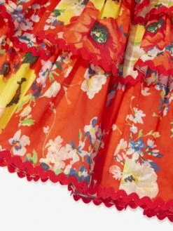 Zimmermann Girls Alight Tiered Halter Dress In Red -Monna Clothing Shop ZIMS4035 RED FLORAL 4