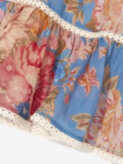 Zimmermann Girls August Puff Sleeve Mini Dress In Blue -Monna Clothing Shop ZIMS4037 DUSTY BLUE FLORAL 4