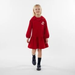 Kenzo Kids Girls Palatine Velvet Dress In Red -Monna Clothing Shop kenzo s8 6 wqu1287204ceqzrreb2